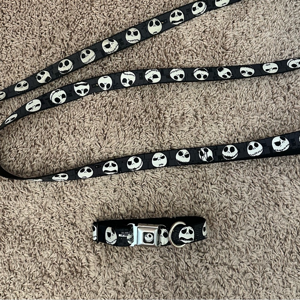 Jack Skellington Dog Collar and Leash Set